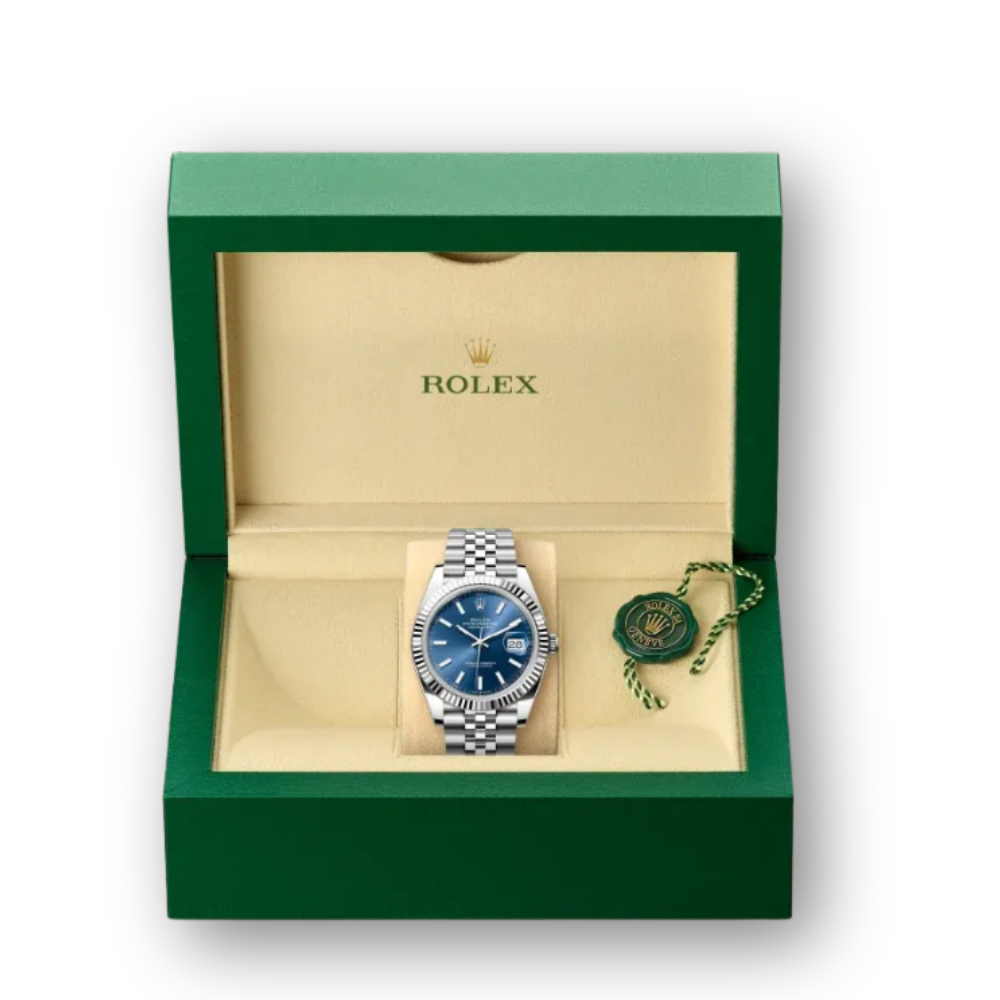Datejust 41mm in Oystersteel und Weißgold mit blauem Zifferblatt