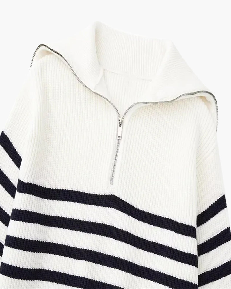 Gestreifter Zip-Up-Pullover