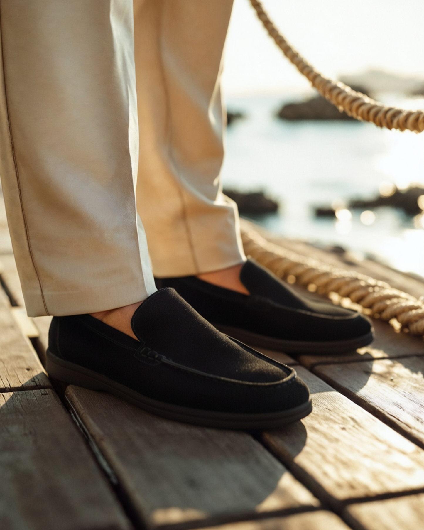 Premium Wildleder-Loafers - Schwarze Sohlen